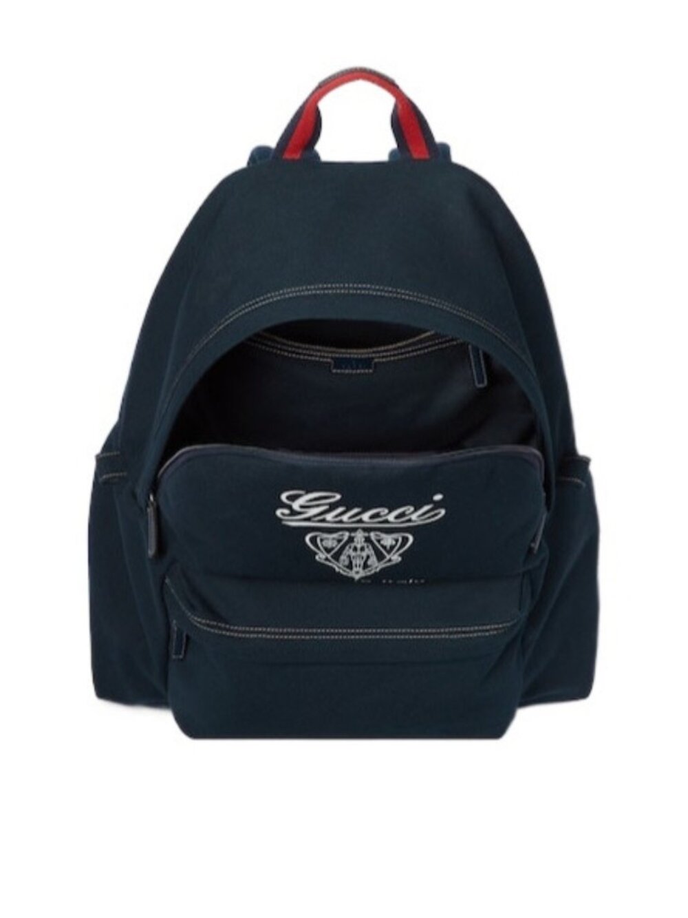 Gucci Maxi Printed Fabric Backpack in Navy Blue